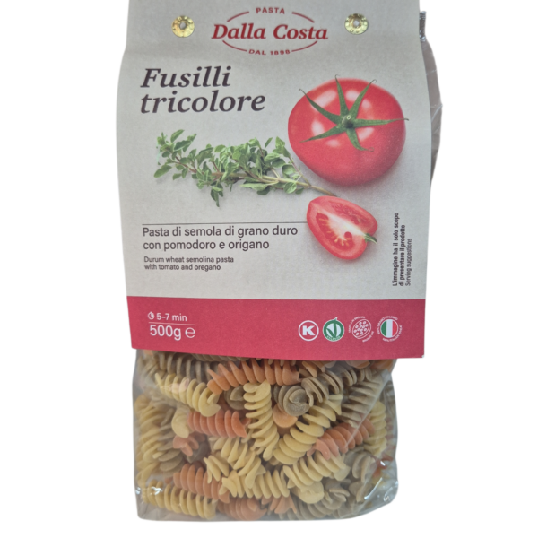 Háromszínű Fusilli, spiráltészta